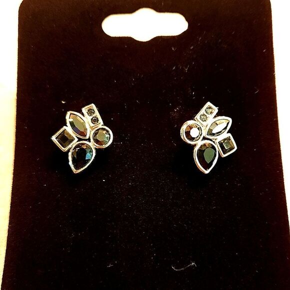 Earrings Stud Multicolored Stones Sterling Silver. - Picture 5 of 7